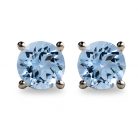 2ct Aquamarine Round Faceted Platinum 950 Stud Earrings