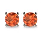 2ct Round Faceted Spessartine Garnet Platinum 950 Stud Earrings