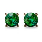 2ct Round Faceted Green Tourmaline 18K Gold Stud Earrings