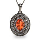 Mandarin Garnet and Diamond Platinum 950 Pendant