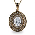 2.33ct. tw.Oval Diamond Halo 18K Gold Pendant