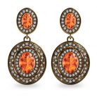 Mandarin Garnet and Diamond Halo 18K Gold Drop Earrings