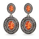 Mandarin Garnet and Diamond Halo Platinum 950 Drop Earrings