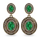 Oval Tsavorite and Diamond Halo 18K Gold Drop Earrings
