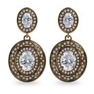4.21ct tw Oval Diamond Halo 18K Gold Drop Earrings