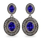 Oval Tanzanite and Diamond Halo Platinum 950 Earrings