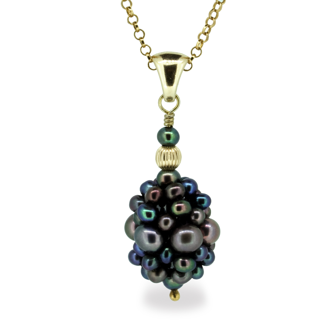 Blackberry Pearl Cluster 14K Gold Pendant