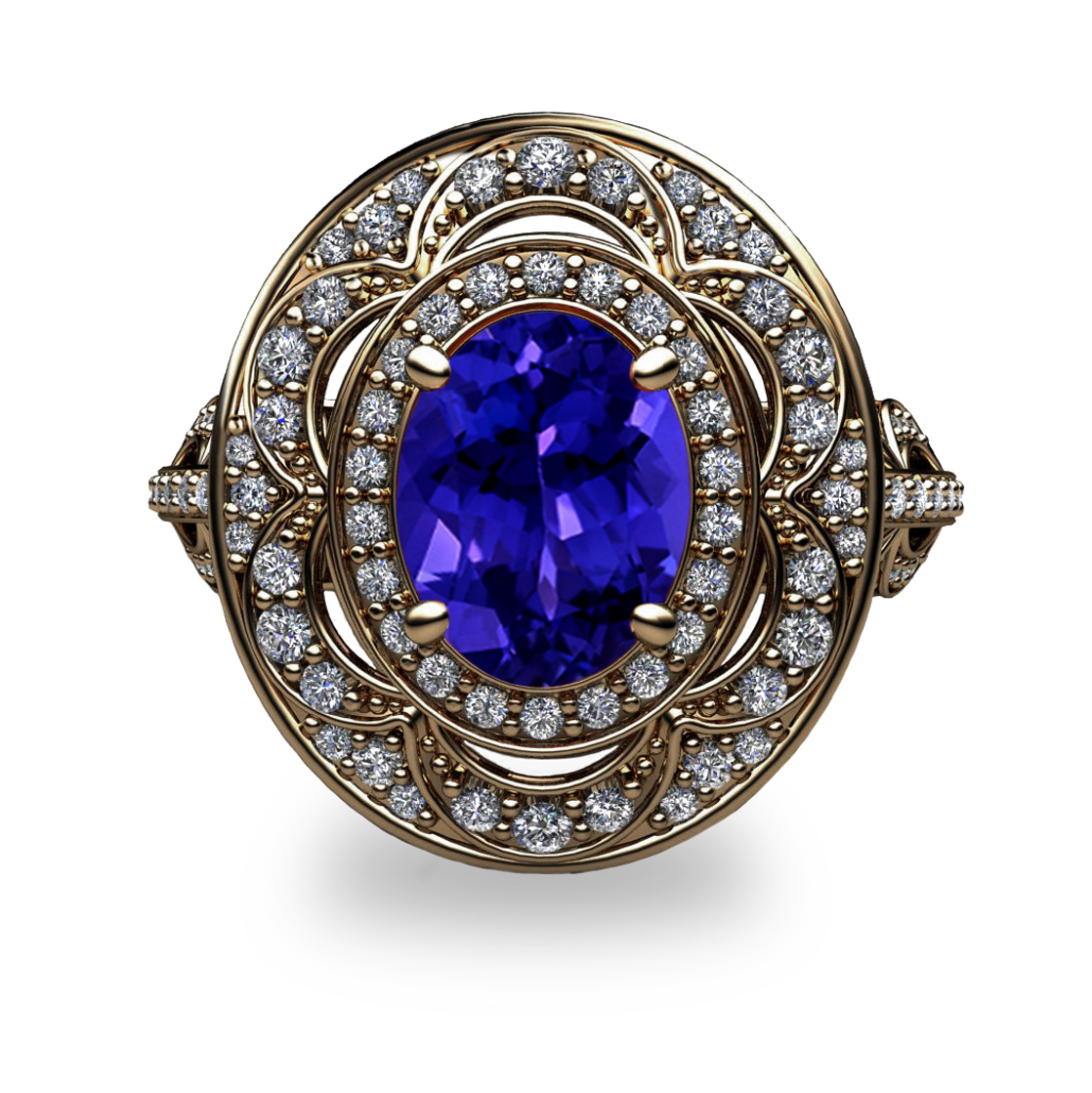 Tanzanite and Diamond 18K Gold Ring