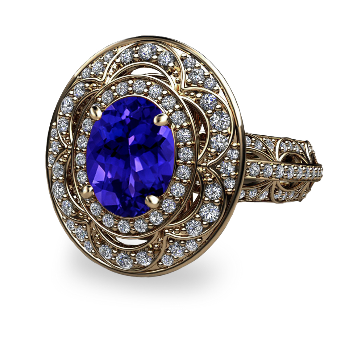 Tanzanite and Diamond 18K Gold Ring