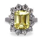 4ct Emerald Cut Yellow Sapphire Platinum 950 Diamond Cluster Ring