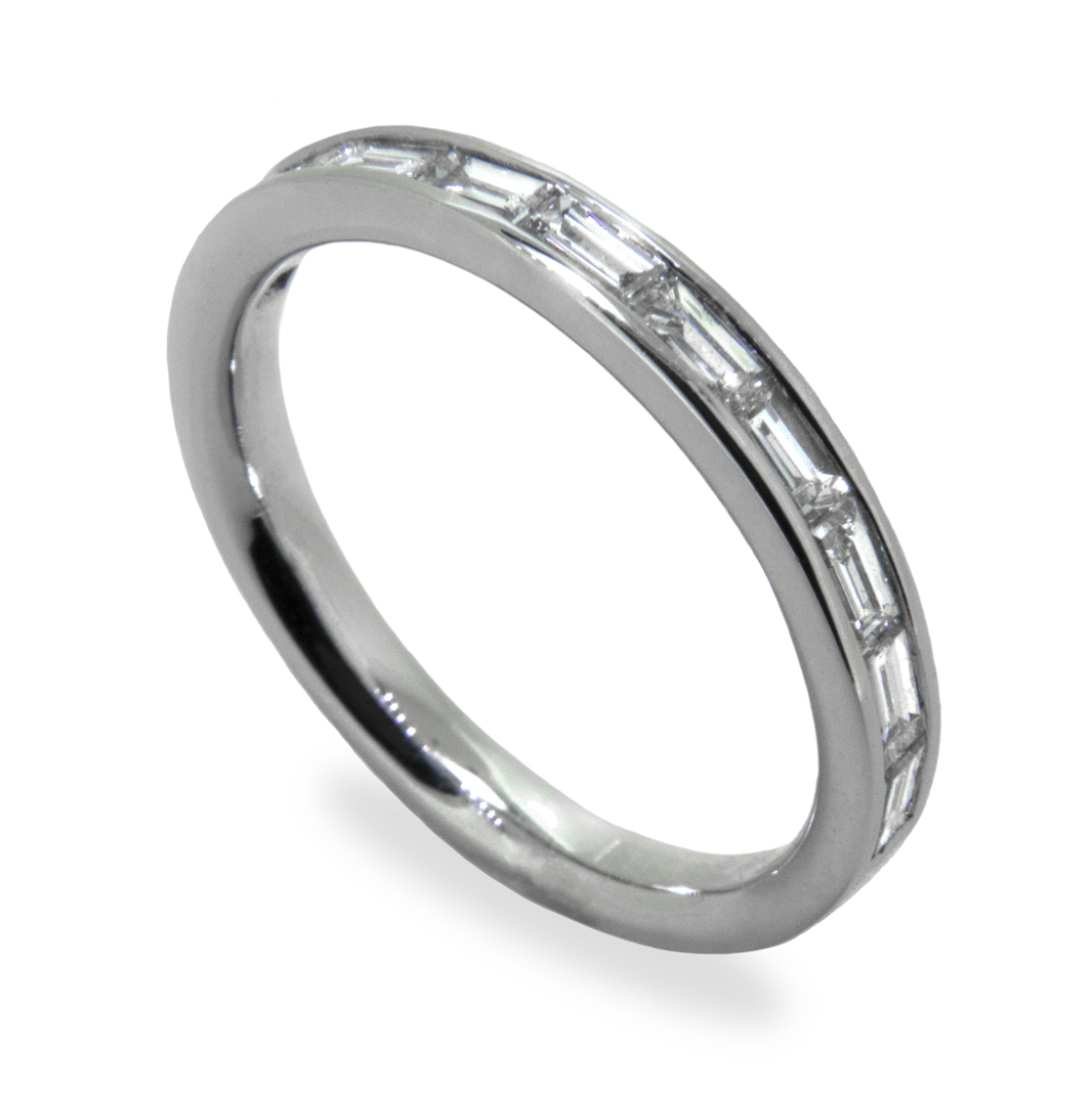 0.40ct Baguette Cut Diamond Half Eternity Style Platinum 950 Band