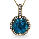 Tudor Rose 2ct London Blue Topaz 18K Gold Pendant