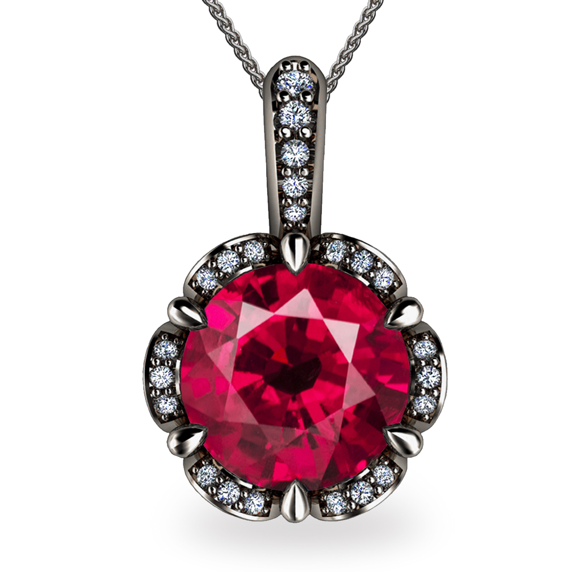Tudor Rose 2ct Ruby Platinum 950 Pendant