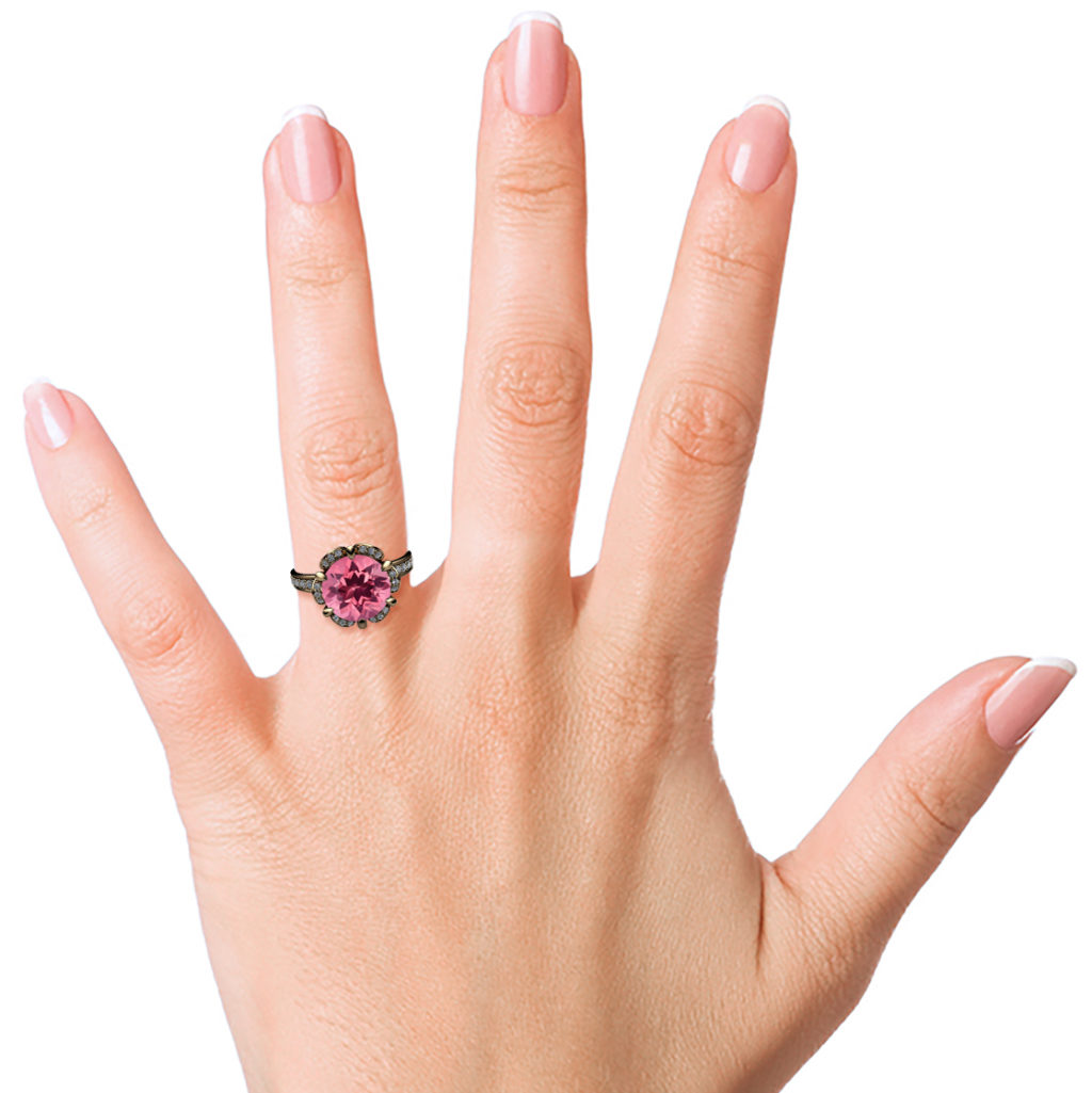 Tudor Rose 2ct Pink Tourmaline 18K Gold Ring
